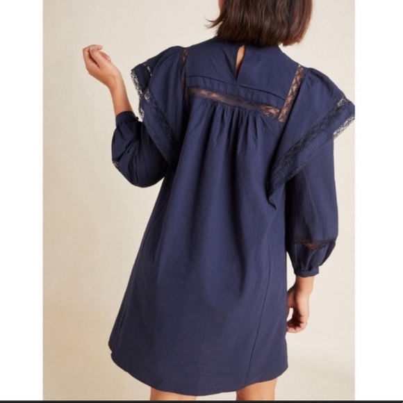 Anthropologie Maeve Navy Fleetwood Cotton Shift Dress - Picture 2 of 12